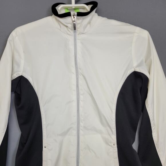 Izod PFX Windbreaker Jacket Womens XS White Black Full Front Zipper Pockets Golf - Picture 4 of 14